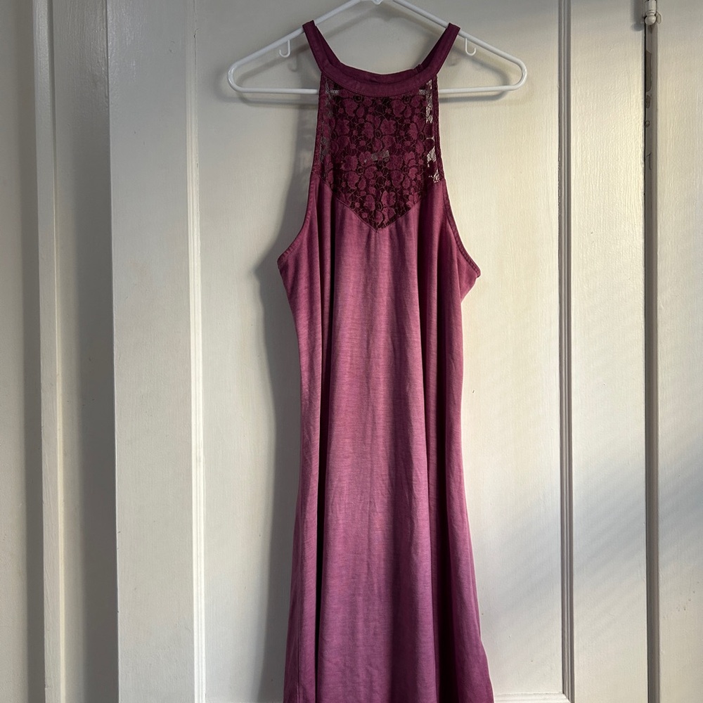 NWT!! Women’s Mudd Mauve Lace Detail Halter Dress - Size Large